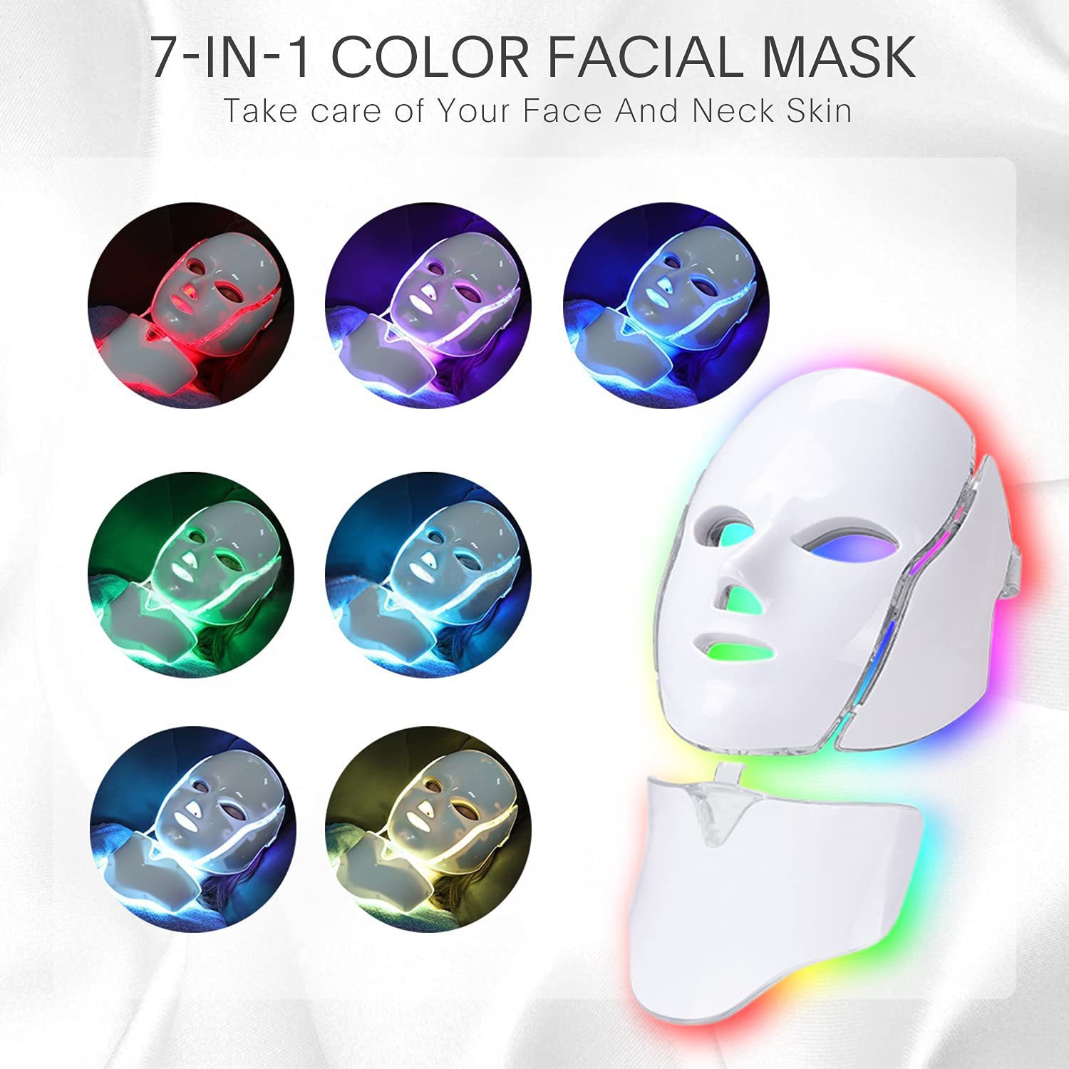 7 Colors Photon Therapy Led Facial Mask Skin Rejuvenation Tighten Acne Anti Wrinkle Korean Face Neck Beauty Spa Instrument