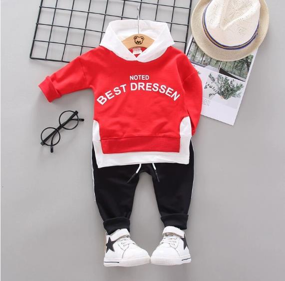 New kids clothing two pieces sports sets Korean version boys girls baby children casual hoodie trousers cotton suit