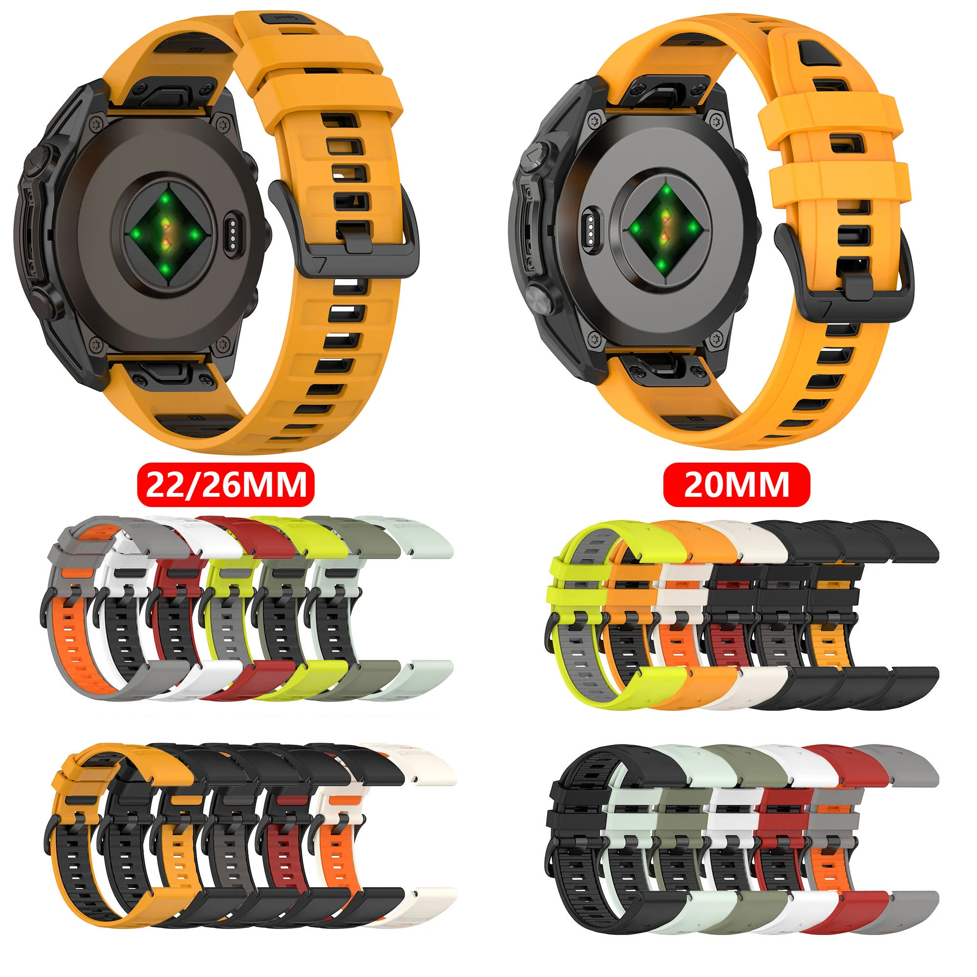 QuickFit 20 22 26mm Fenix 8 Watch Band For Garmin Fenix E 8 47/51/43mm 7 7X 6 6X Pro Epix Gen2 Enduro2 3 Silicone Strap Bracelet