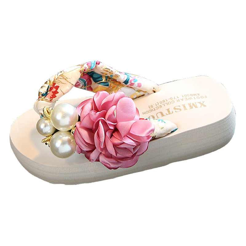 Summer new non-slip children's flip flops girls fashion beach shoes pinch sandals women flower slippers women's outer