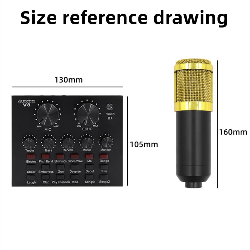 BM800 condenser microphone microphone + V8 sound card network celebrity anchor computer recording stand large diaphragm live set