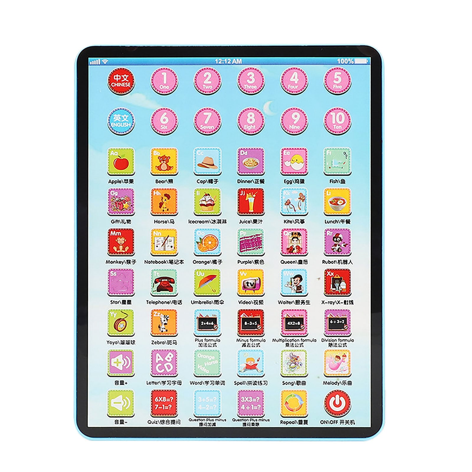 Chinese English Electronic Learning Tablet Funny Interactive Learning Study Toy