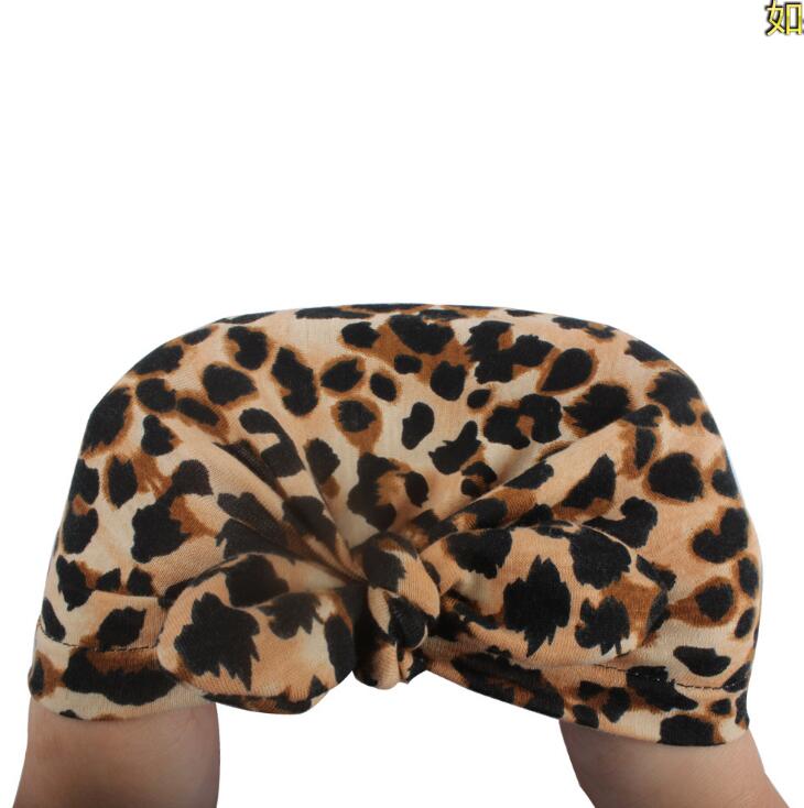 Infants and babies elastic loose rabbit ear caps leopard print children's head hood