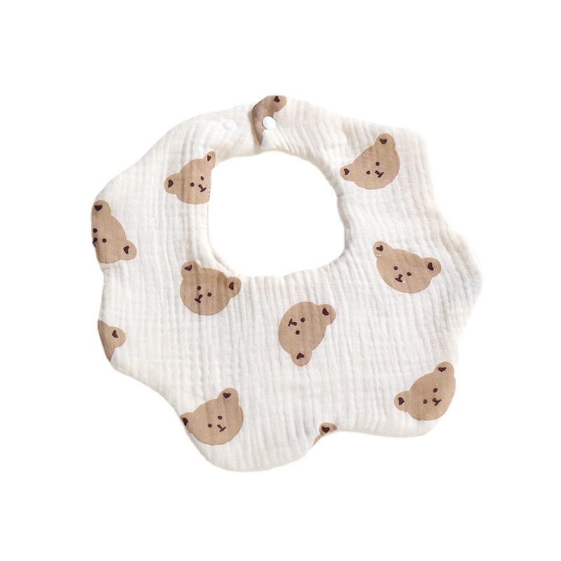 6-layer cotton gauze petal bib children's saliva towel can rotate 360 degrees, newborn bib baby anti spitting towel