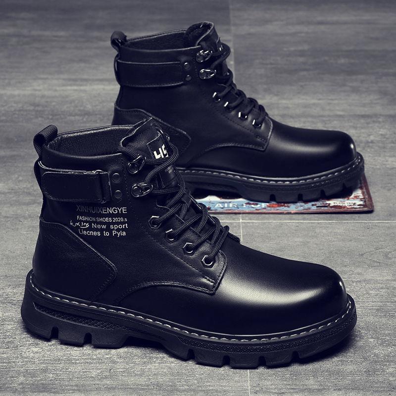 New Motorcycle and Ankle Boots Waterproof Boots Men Leather Shoes Men Casual Men's High-top Fashion Shoes