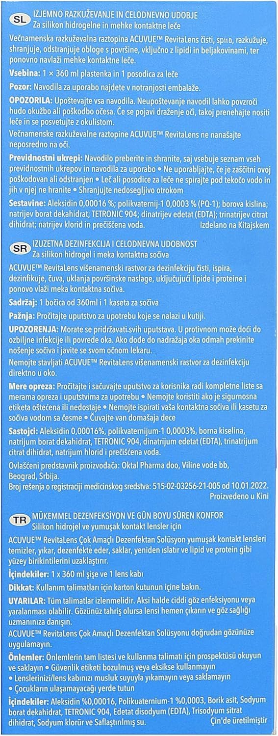 ACU vue Revita Contact Lens Solution, Multi-Purpose Disinfecting Solution for Soft Contact Lenses, Lens Case Included, 12.17 fl oz (360ml), Pack of 2