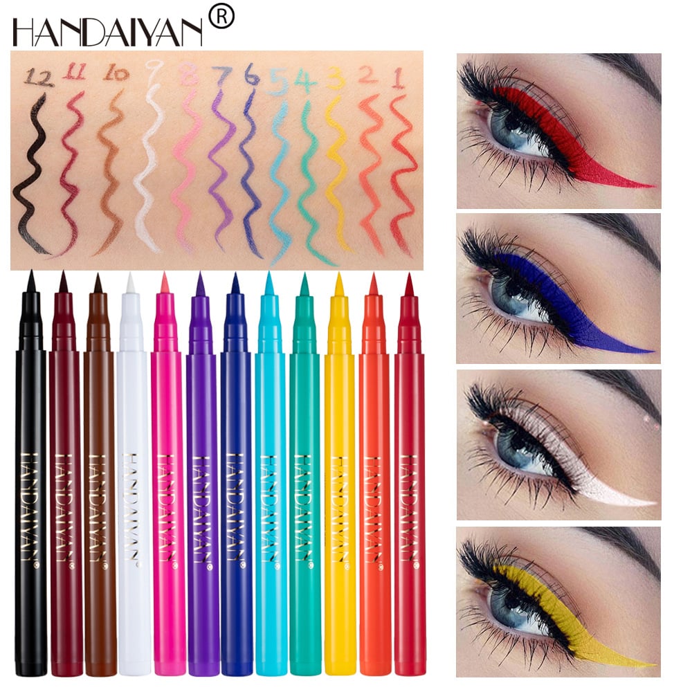 Makeup HANDAIYAN Rainbow DIY Paint eyeliner liquid is not easy to smudge and stain matte eyeliner pen