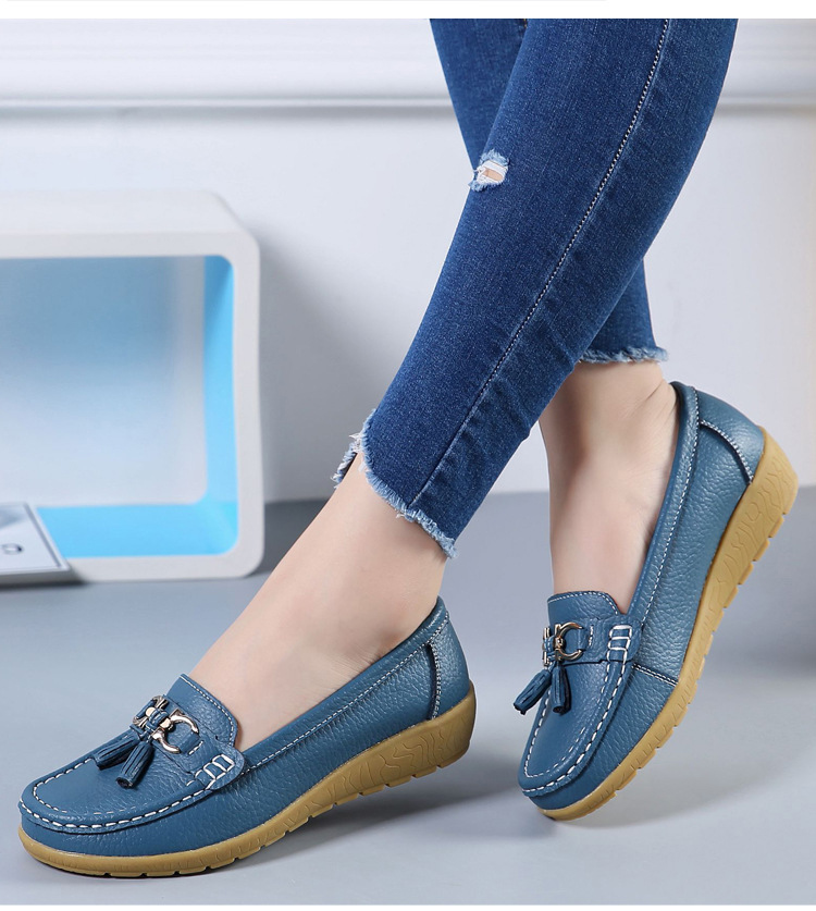 Women Genuine Leather Loafers Sheos Ballet Flats Ladies Shoes Female Spring Moccasins Casual Ballerina Shoes Women Sneakers