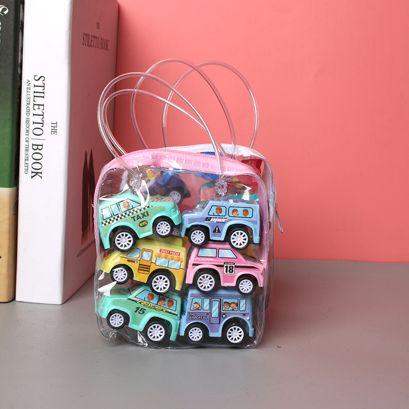 6pcs Car Model Toy Pull Back Car Toys Mobile Vehicle Fire Truck Taxi Model Kid Mini Cars Boy Toys Gift &