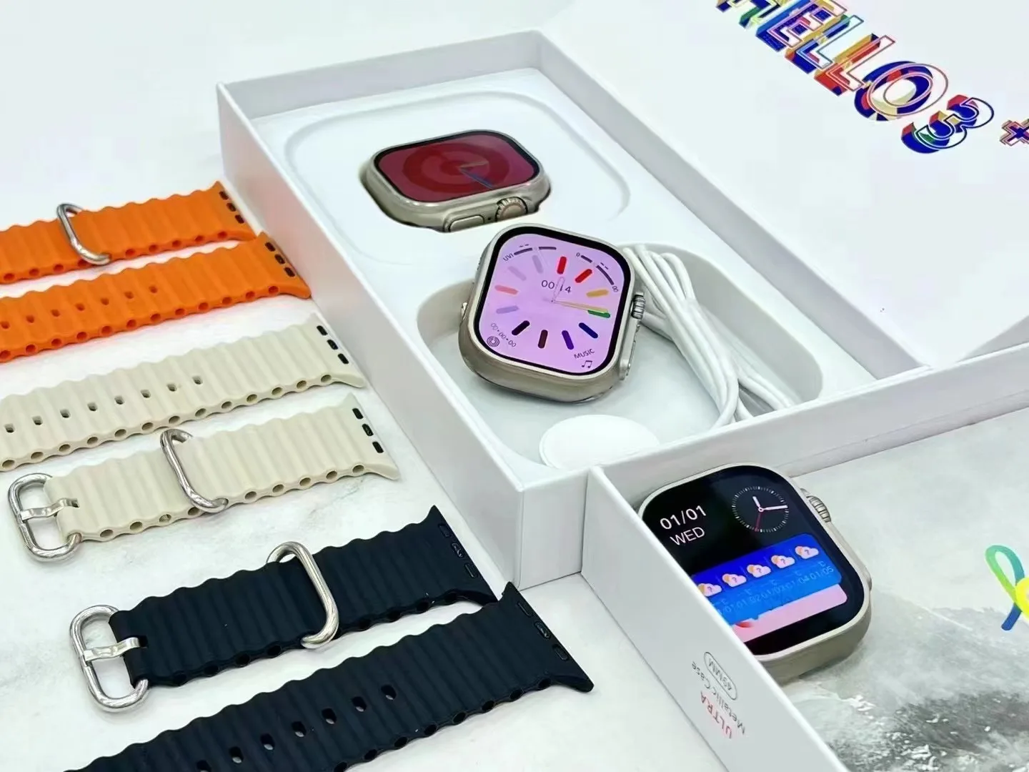 New Hello3+ Watch Smart Watch Ultra Series 8 NEW Amoled Screen 49mm Compass 4GB ROM Heart Rate Monitor 2023 IWO Smartwatch