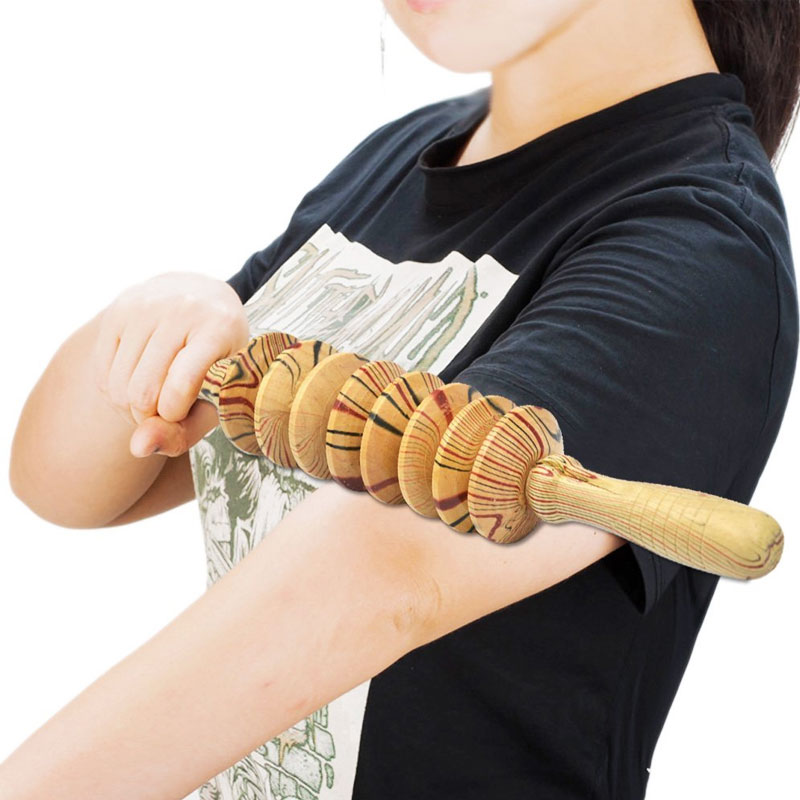 Wooden fitness roller sports injury gym body leg trigger point muscle roller stick massager health care