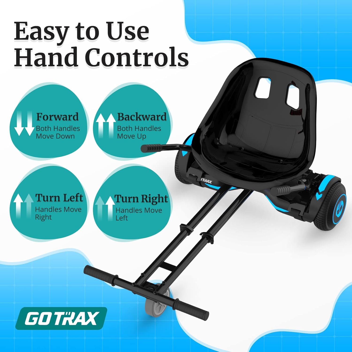 Gotrax Hoverboard Kart Seat Attachment Accessory for 6.5" 8" 8.5" 10" Self Balancing Scooter, Adjustable Frame Length and Handlebar Control Buggy Atta