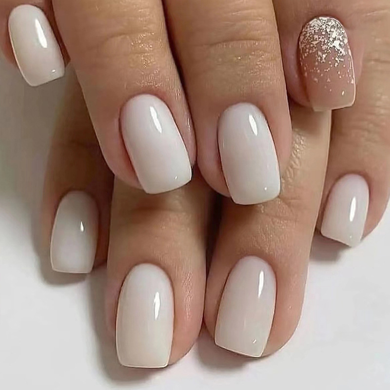 24PCS French Tip Press on Acrylic Nails with Designs Extra Long Coffin Reusable Adhesive False Nails Press-on