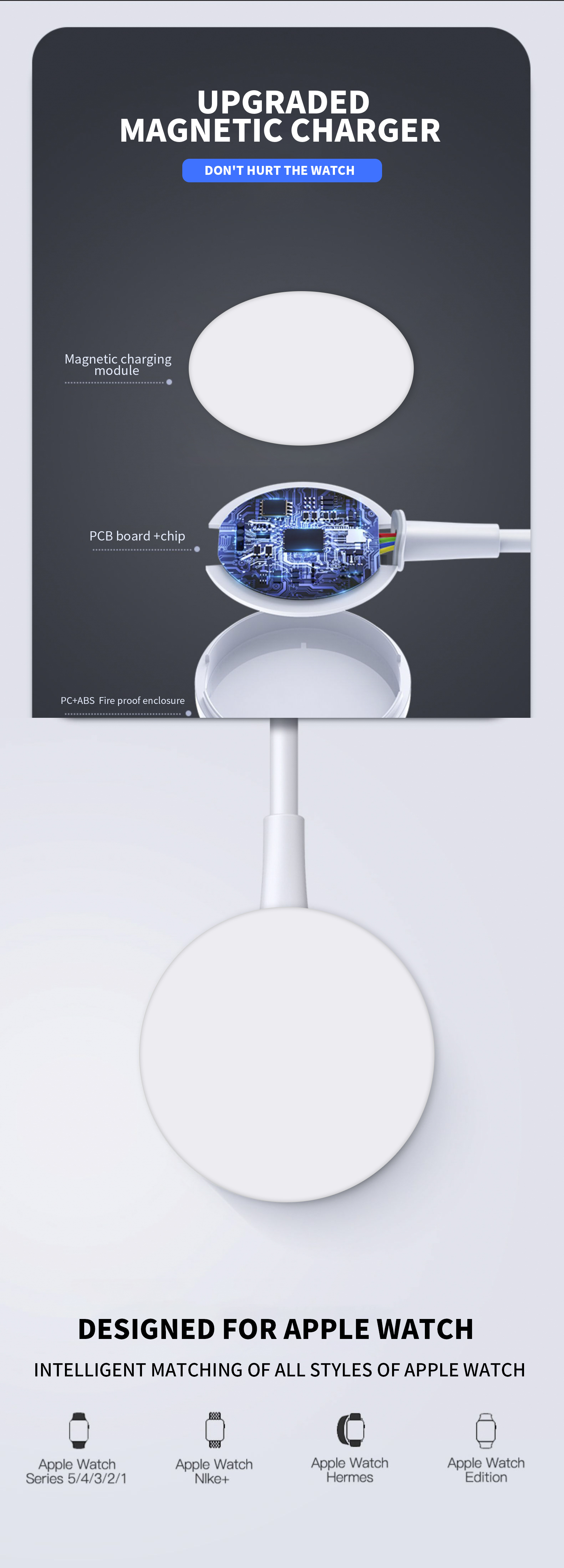 Wireless Charger for IWatch 6 SE 5 4 Magnetic Charging Dock Station USB Charger Cable for Apple Watch Series 5 4 3 2 1