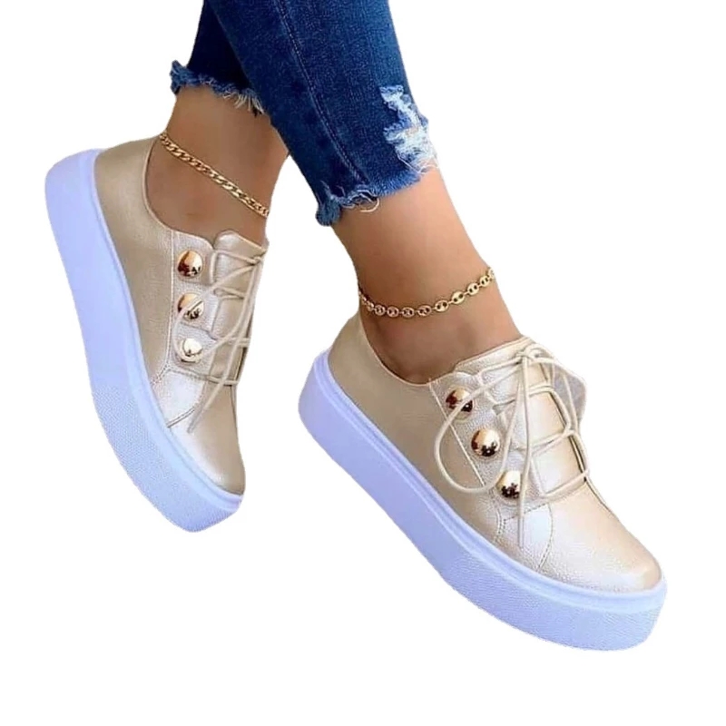 Women's Casual Sneakers Lace Up Low Top Plain Toe Lightweight Shoes