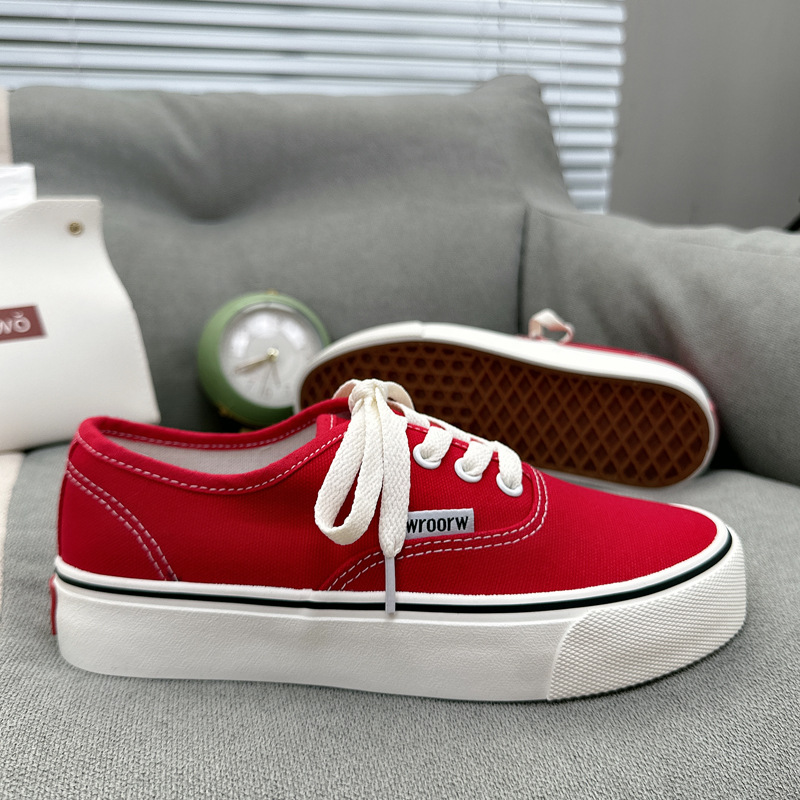 2024 Spring New Low Top Canvas Shoes Female Student Instagram Korean Flat Bottom Versatile Low Top Trendy Casual Skateboarding S