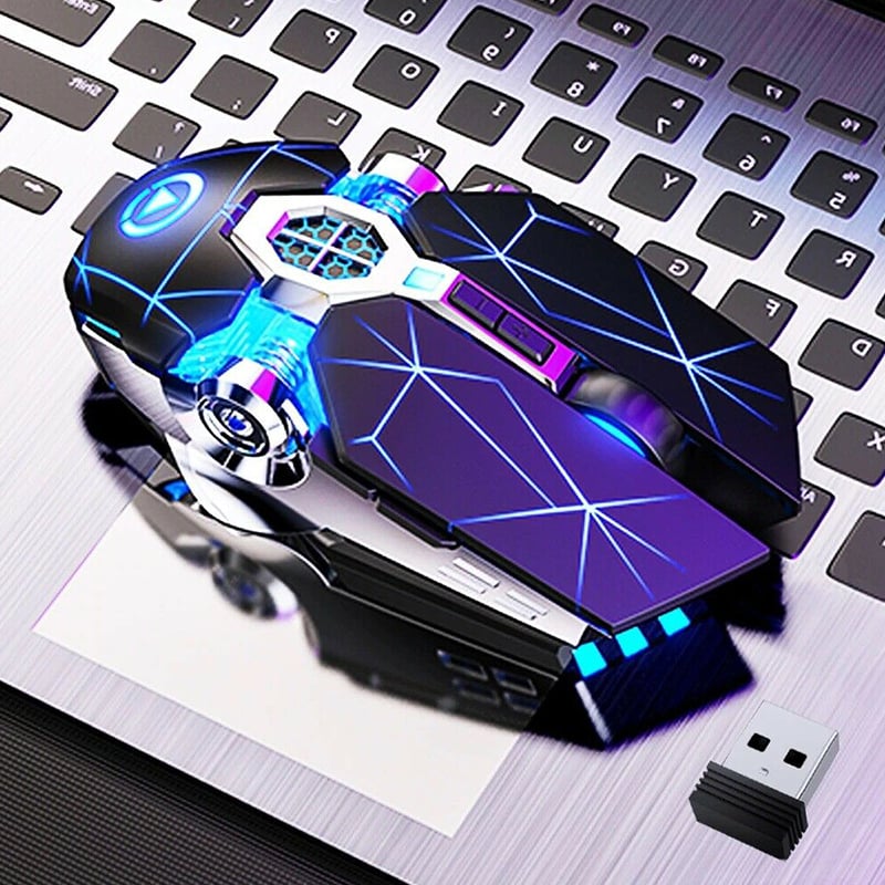 Wireless Optical 2.4G USB Gaming Mouse 1600DPI 7 Color LED Backlit Rechargeable Silent Mice For PC Laptop