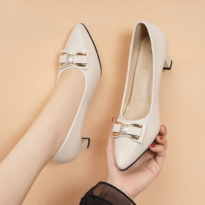 Cresfimix women classic black pu leather slip on square heel shoes lady fashion short shoes