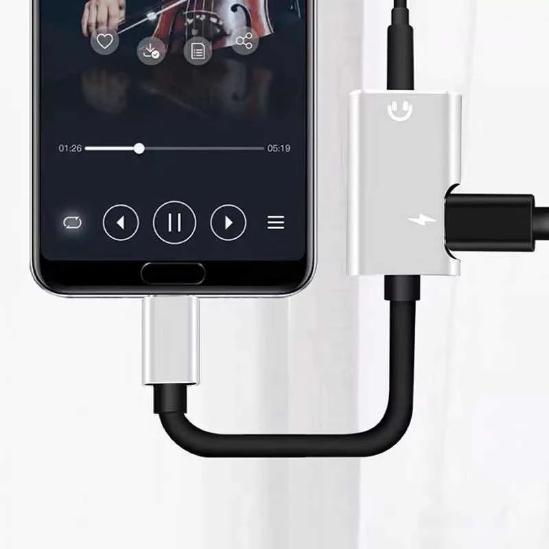 Type C To 3.5mm Jack TypeC Audio Splitter Headphone Cable Earphone Aux 3.5mm Adapter Charger Usb-C For Xiaomi Huawei