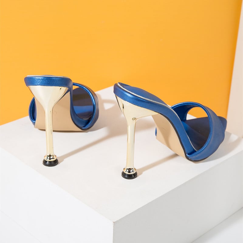 European and American new pointed toe electroplated stiletto high heel sandals in stock