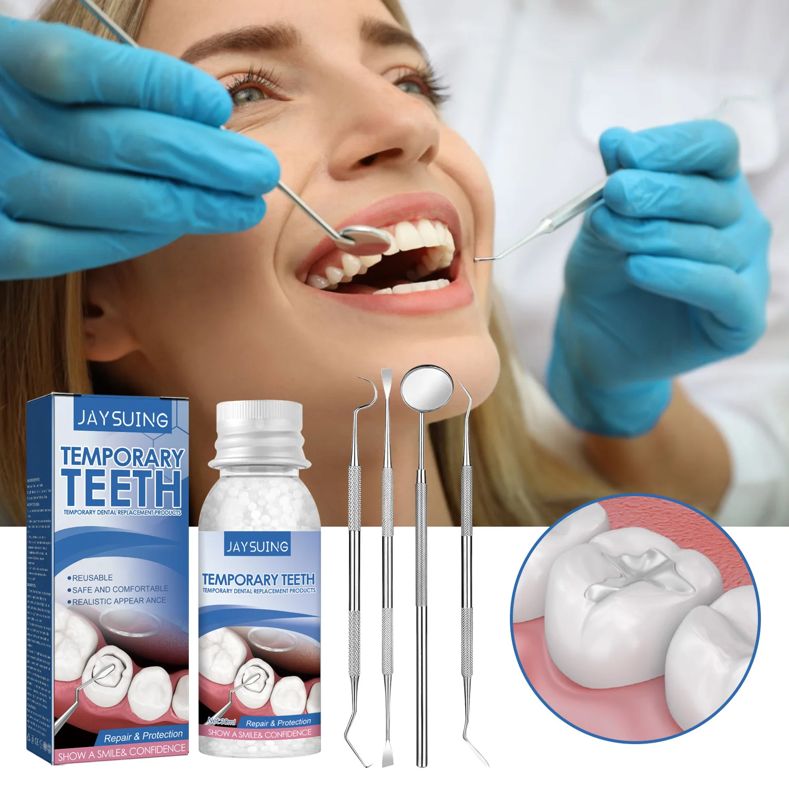 Temporary Tooth Repair Kit Denture Adhesive Teeth Whitening Gel Fill Resin Shapeable Teeth And Gaps Broken FalseTeeth Solid Glue