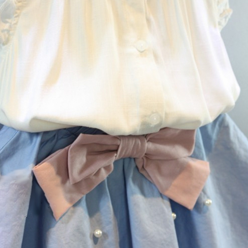 Buy 1 get 1 Kids Clothes for Girls The Bow Skirt and Lace Top Summer Suit Korean Style Children's Clothing Sets Baby Toddler