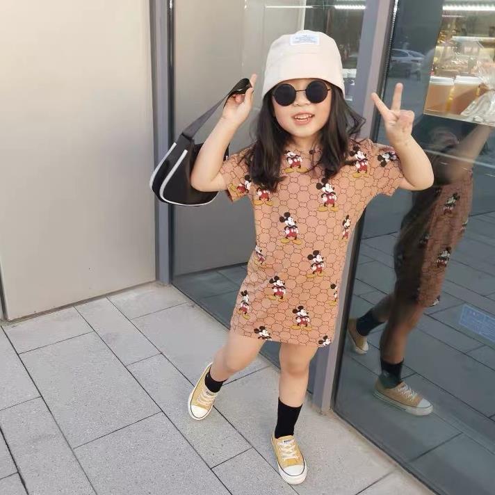 New Summer Tide Brand Children's Suits Middle and Small Children Boys Suits Girls Dresses