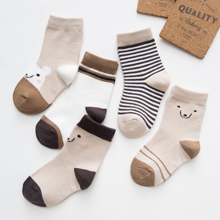 5 Pairs/ Breathable Socks Cartoon Dinosaur Fashion Baby Boys Girls Socks 1-9 Years Chidlren Autumn Winter Soft Cotton Socks