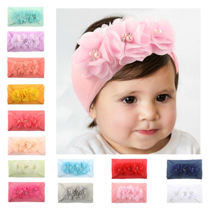 New Baby Pearl Flowers Hair Belt Child Headwear Hair Ornaments