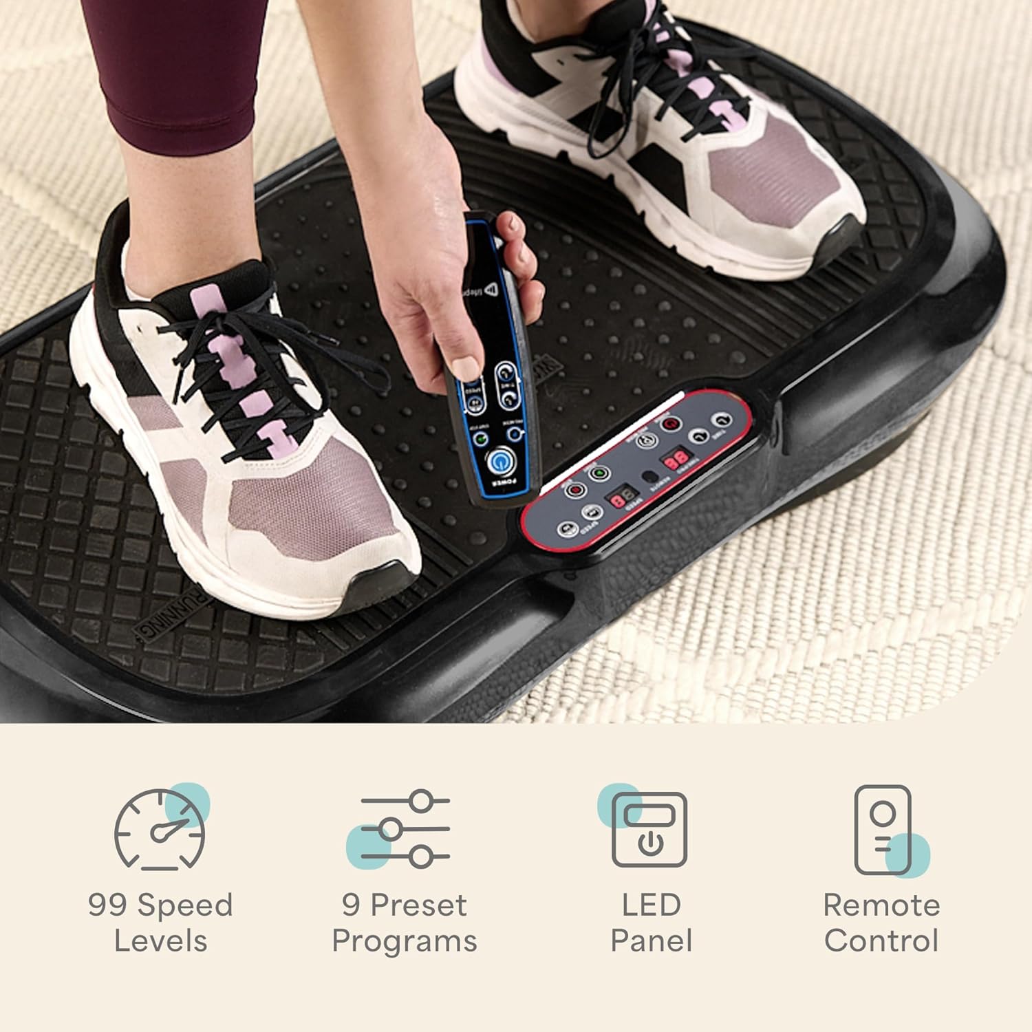 Lifepro Waver Vibration Plate Exercise Machine – High-Intensity Vibration Plate for Lymphatic Drainage – Full-Body Workout Vibrating Platform with Loo