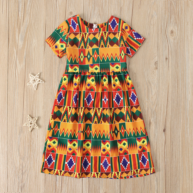 African Dress Girl Traditional African Clothing Bohemia Kid Kawaii Sundress Elegant Children Print Summer Style