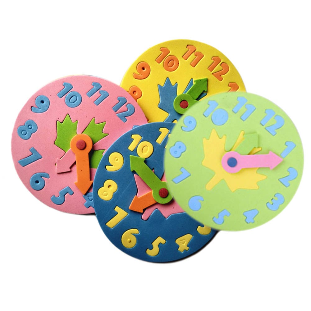 Color Random Kids DIY Eva Clock Puzzle Jigsaw Early Learning Educational Kindergarten Toys For Children 3-6 Years Old