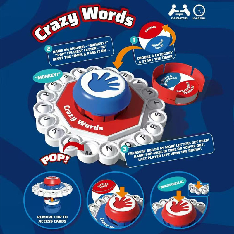 20 Keys Crazy Word Board Games Family Gathering Quick Thinking Letter Pressing Puzzle Game For Adults And Kids Chritsmas Gifts