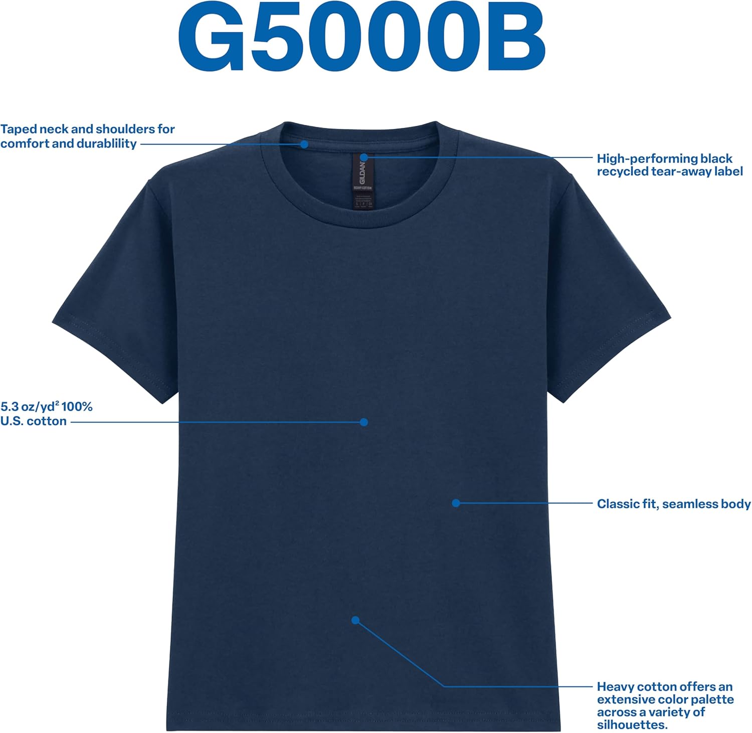 Gildan Unisex-Child Gildan Youth Heavy Cotton T-Shirt, Style G5000b, 2-Pack