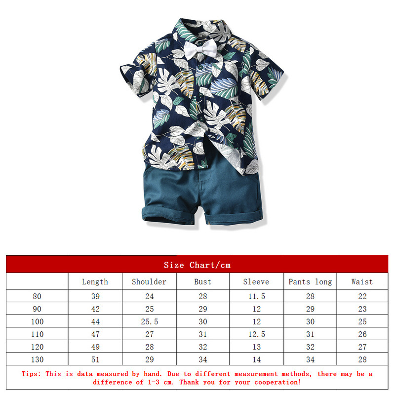 New Summer Hot Selling Short Sleeve Flower Shirt Boys' Shorts Casual Two Piece Baby Children's Multi Color Beach Suit