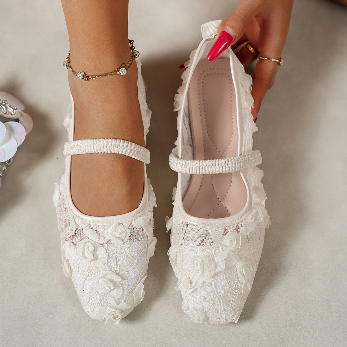 Gentle Wind Mesh Flat Bottom New Bean Shoes Single Shoes Women's New Chinese Fairy Style Retro Soft Bottom