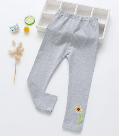 Girl pants, flower embroidery leggings, candy color, spring