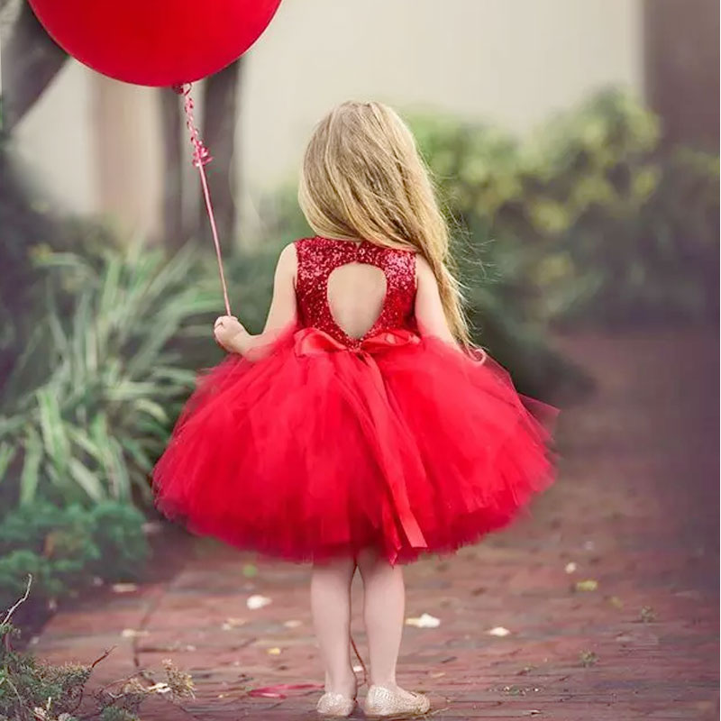 Princess Kids Baby Dress For Girls Fancy Wedding Dress Sleeveless Sequins Party Birthday Baptism Dress For Girl Summer Dresses