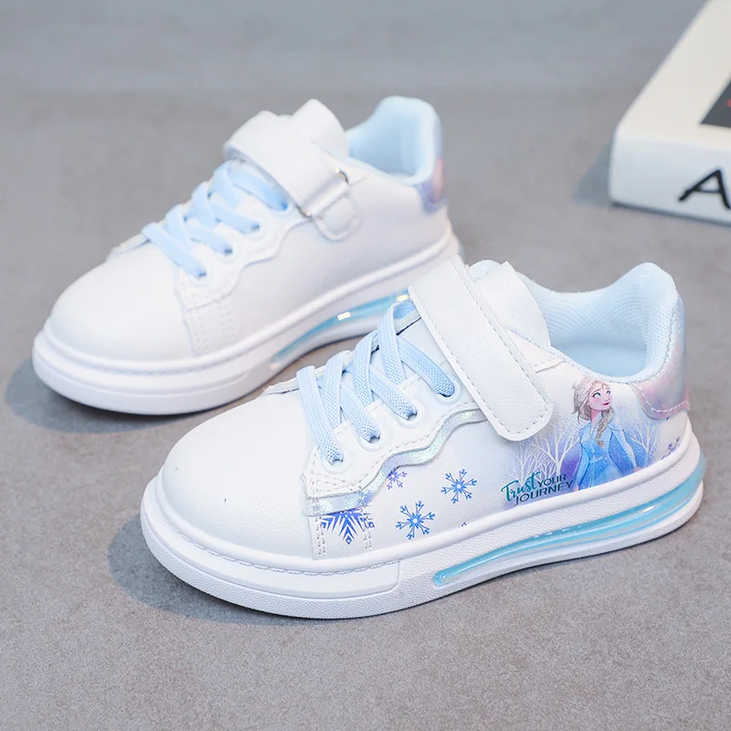 Four Seasons Children's Shoes Soft Bottom Fashion Leather Kids Flat Sneakers Cartoon Princess Girls Casual Sports Running Shoes