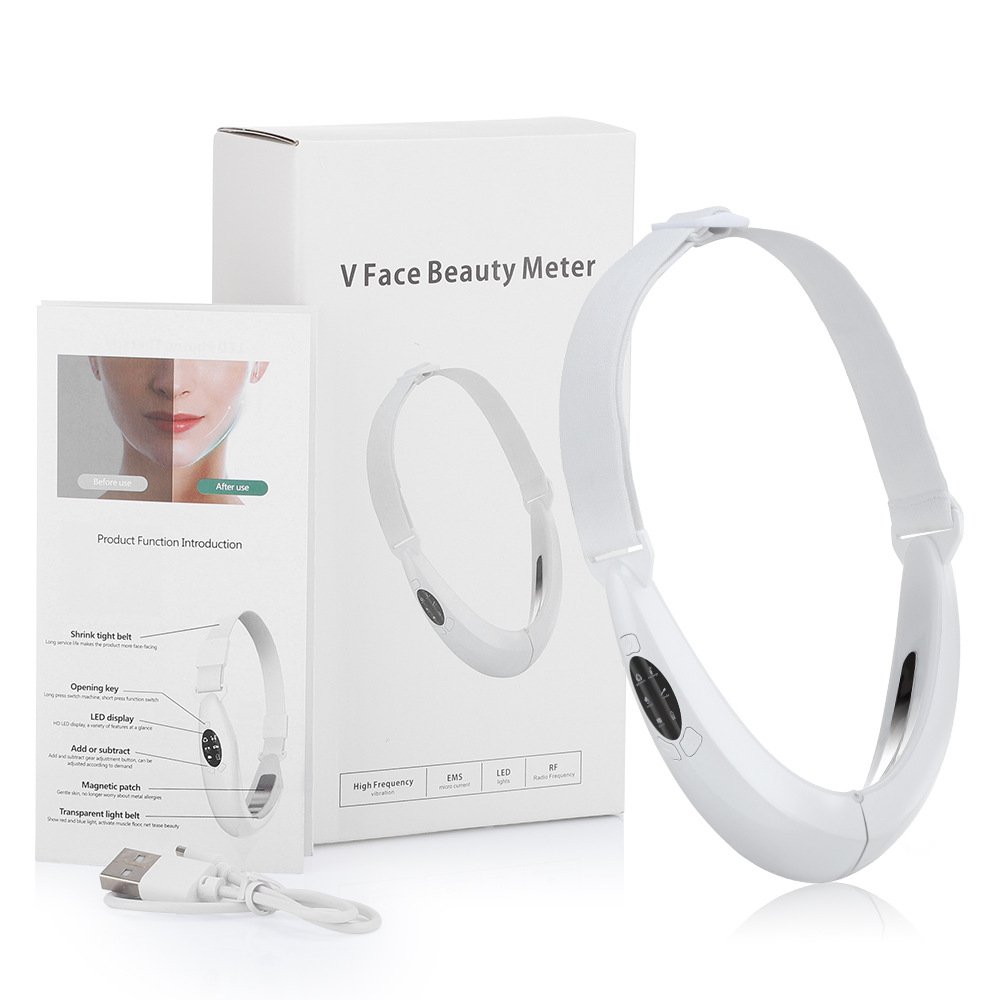 Explosives EMS micro current face slimming instrument red and blue light face vibration massage V face beauty instrument face sl