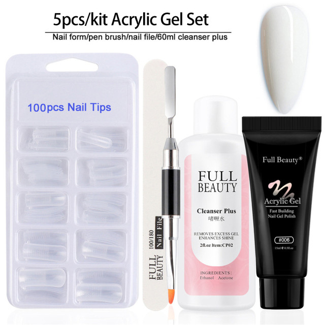 Nail Art Set Dry Phototherapy Gel Multicolor Sequin Extension Gel 15ml Poly Nail Gel Kit