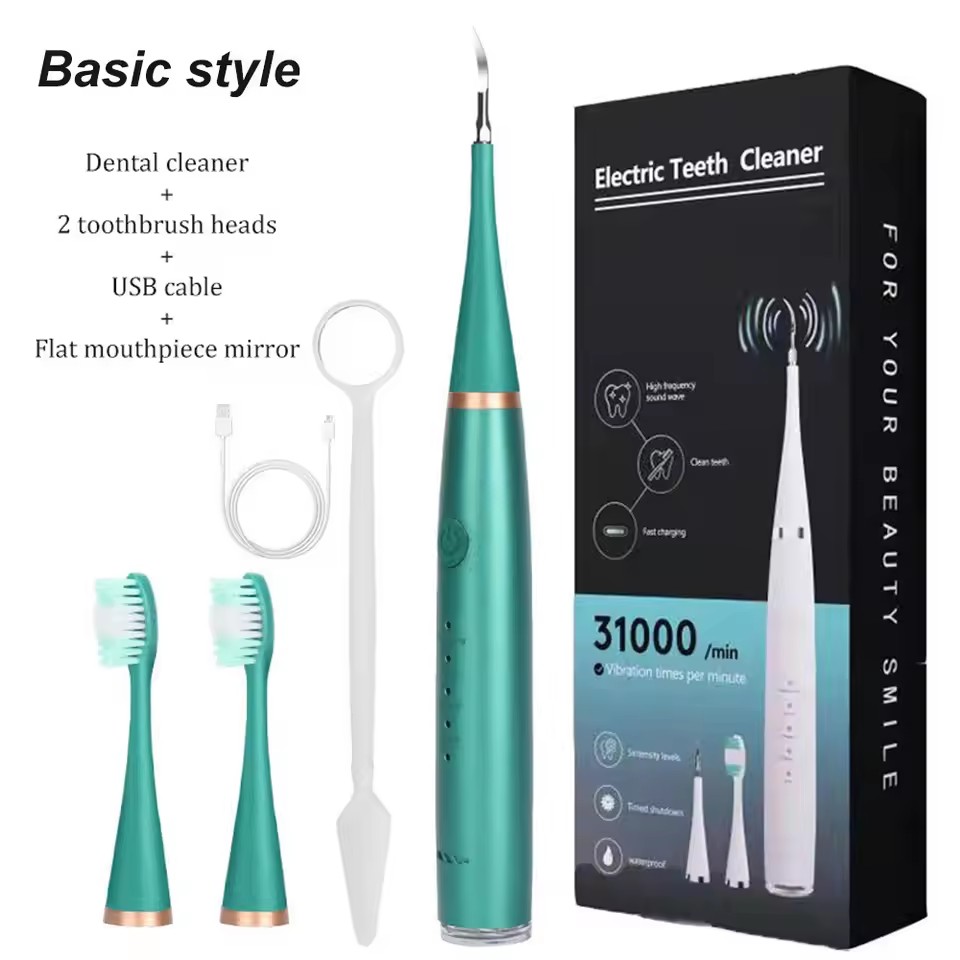 USB Rechargeable Sonic Electric Toothbrush 3-in-1 Tartar Removal & Teeth Whitening with Replaceable Brush Heads for Dental Care