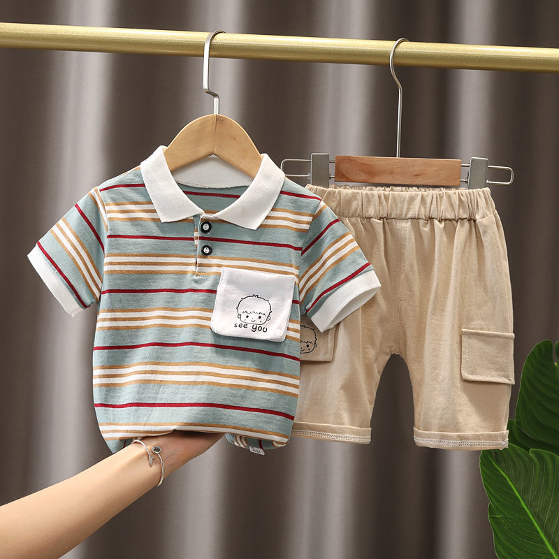 2 Kids Summer Boy Short T-shirt and Shorts Sets Baby Boy Children Clothes Suits