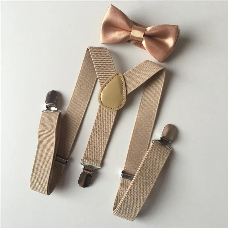 Kids Elastic Suspenders Bow Tie set Matching Tuxedo Suit Unisex Boy Girl Bowtie Wedding Costume Adjustable Y-Back Brace Belt