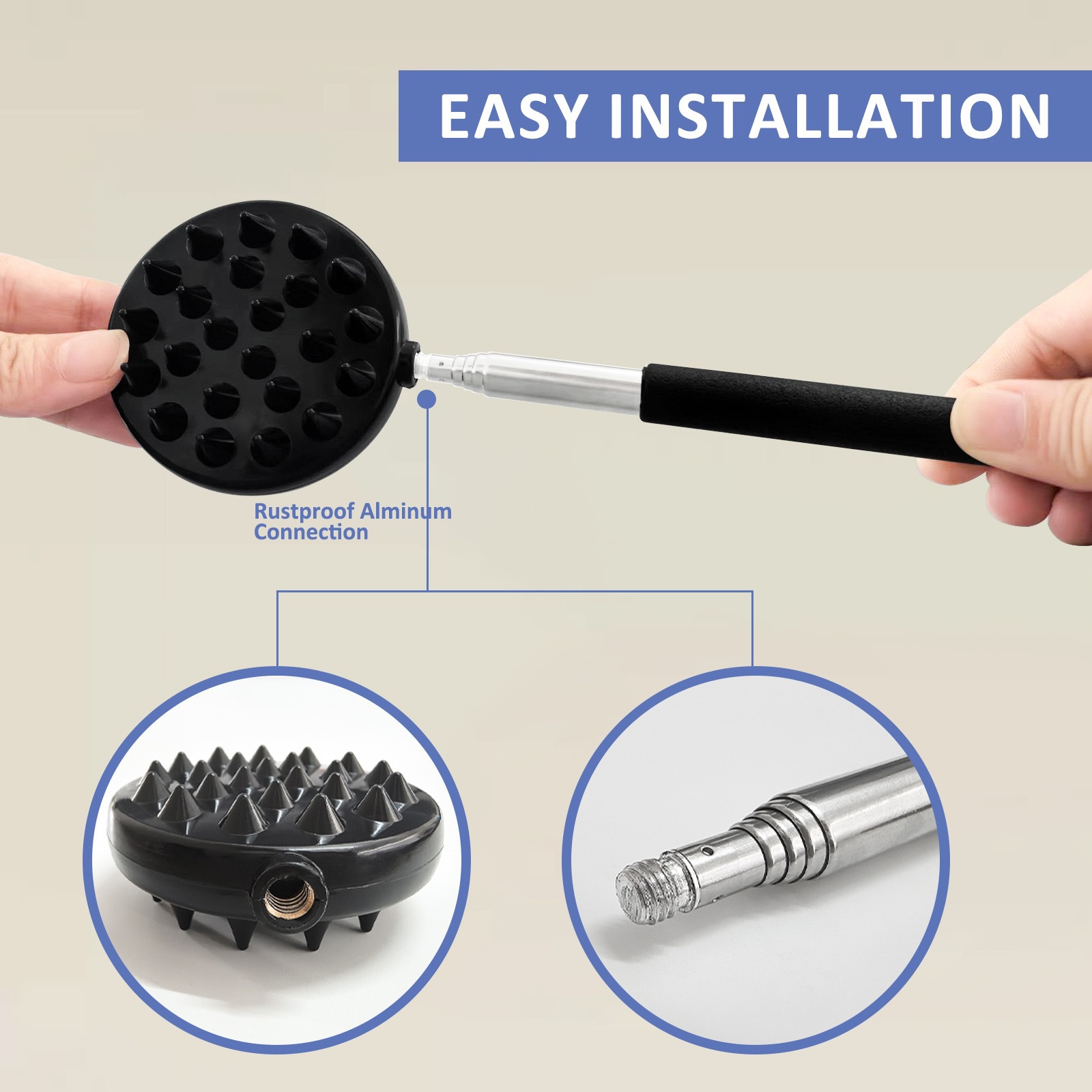 Adjustable Cactus Back Scratcher Massager - 2 Spike Sizes (0.25" 0.5") for Men & Women - Long Lasting PVC Itching Stick