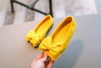 Solid color bow princess shoes Girls fashion trend single shoes Comfortable wear a pedal shoes