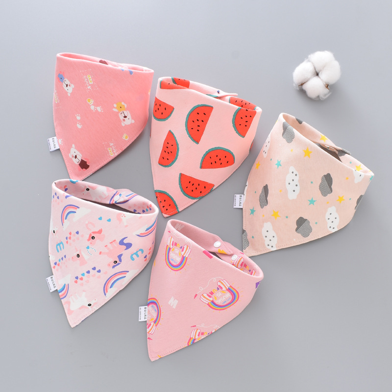 Baby Saliva Towel Baby Triangle Bandana Pure Cotton Double Snap Button Waterproof Newborn Bib Pocket Children Scarf