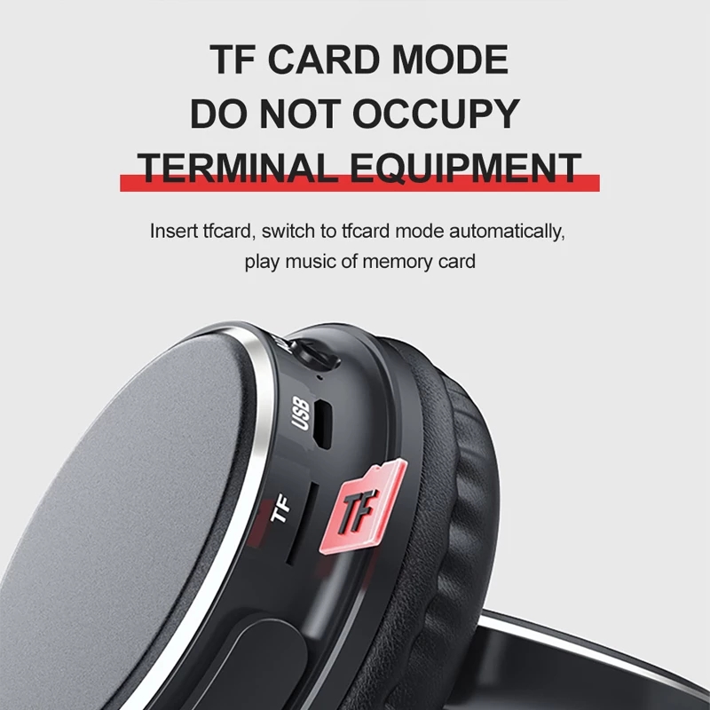VJ901 Bluetooth 5.0 Wireless Headphones HIFI Headset Sport Gaming Foldable Over-Ear Stereo With Mic TF Card MP3 AUX Function