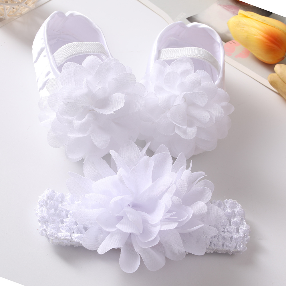 Summer new baby shoes headband suit flowers cute princess shoes 0-3-6-9-12 months baby shoes soft bottom non-slip princess shoes