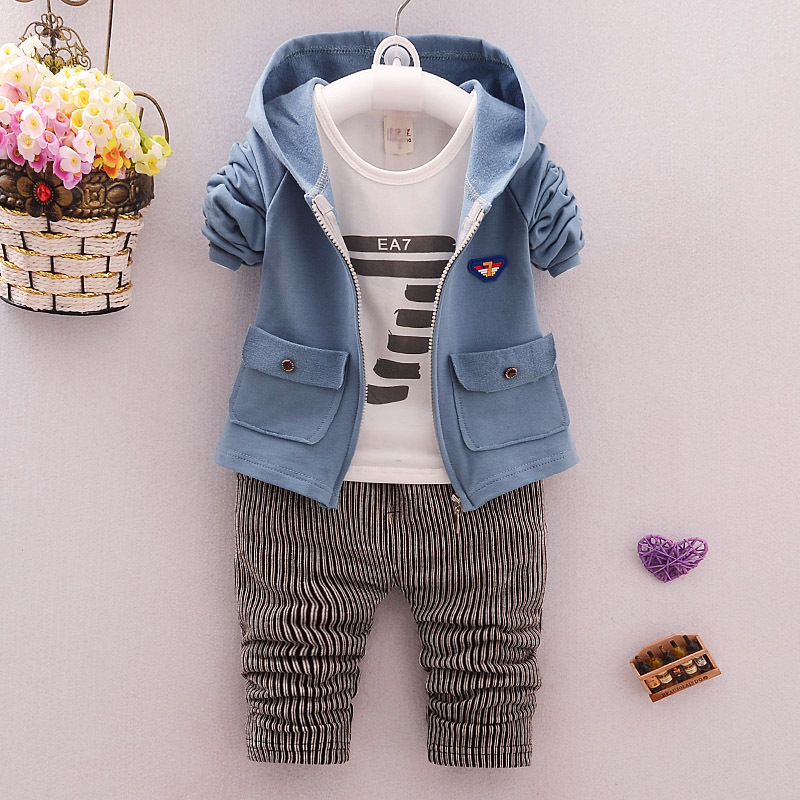 BibiCola toddler Clothes Baby Boy Clothing set Sport Suits fashion Hooded +T-shirt + Pants 3 Boys Tracksuit Sets